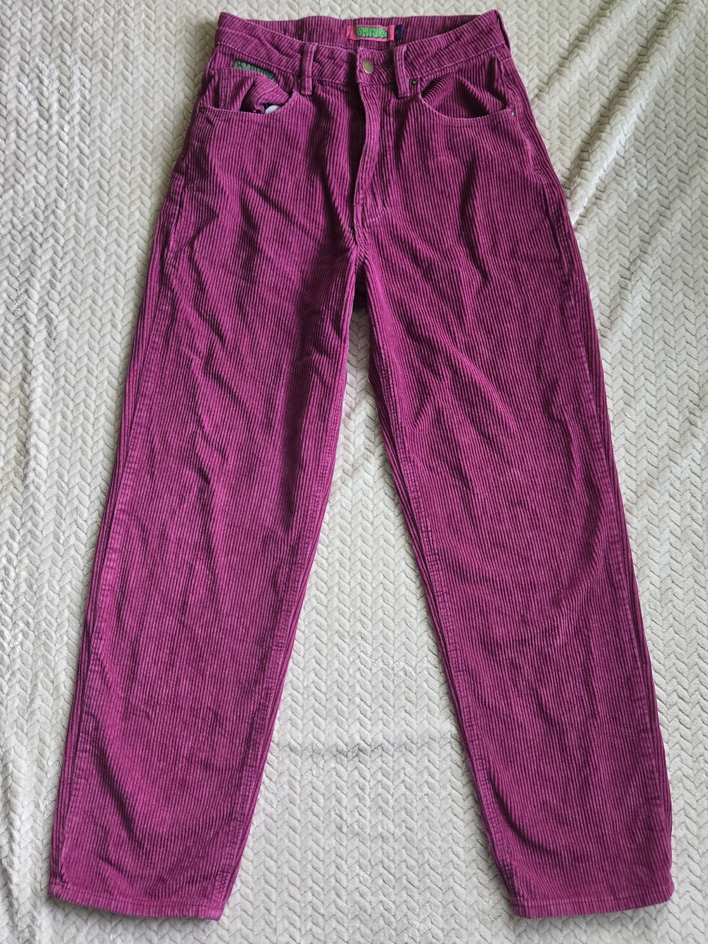 Empyre Tori 90s Berry Corduroy Skate Pants Sz 4 Flawless Magenta Baggy Y2K